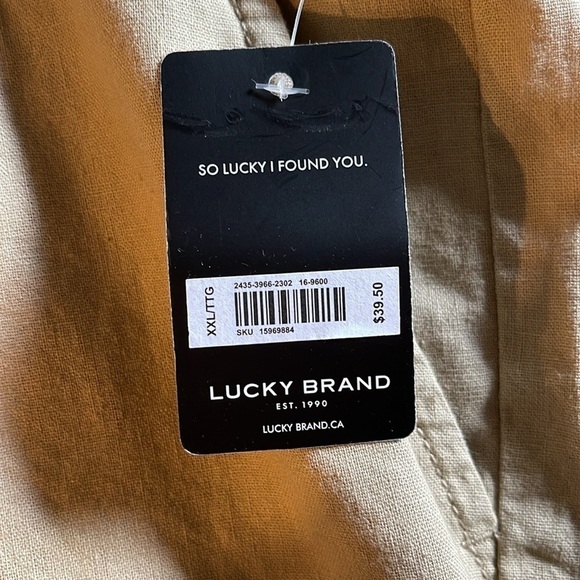 Lucky Brand XXL tan linen elastic tie waist pocketed zip/button shorts - Picture 4 of 10